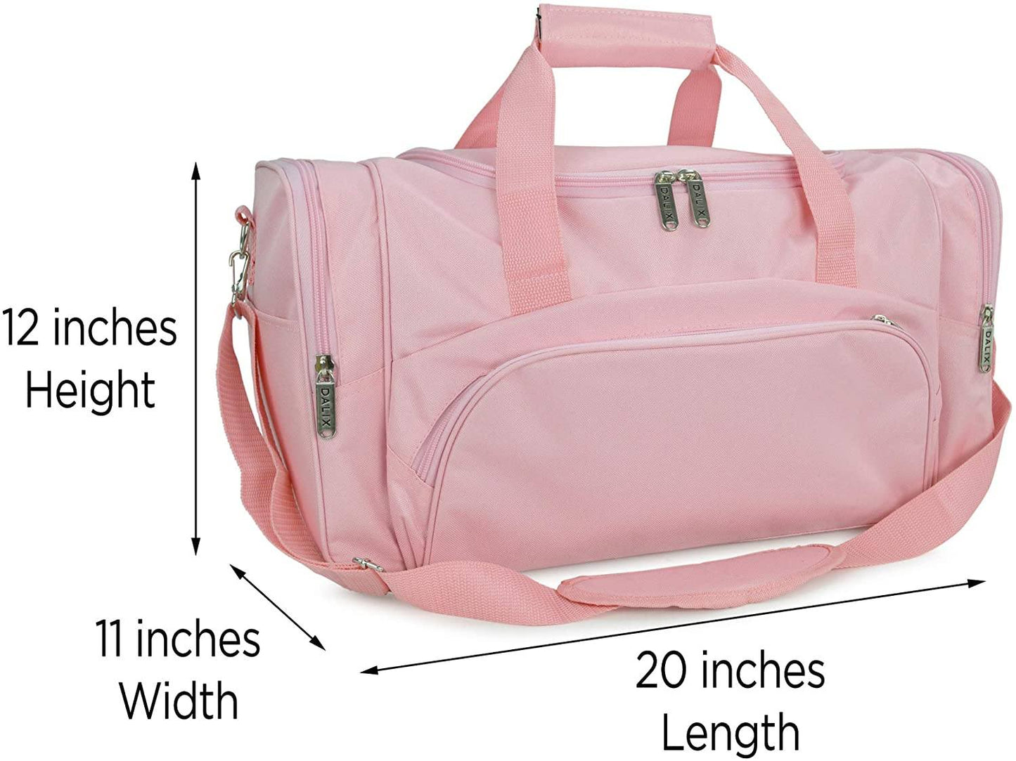 DLXSports™ 20" Stylish Duffel Gym Travel Bag - Overnight Duffle - Black, Gray Duffle Travel Bag DLXSports™ 