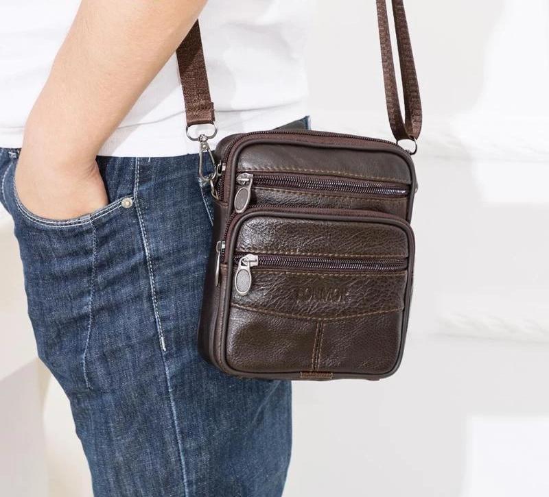 F&M™ Men's Leather Crossbody Messenger Satchel Small Shoulder Bag crossbody bag F&M™ Fashion 
