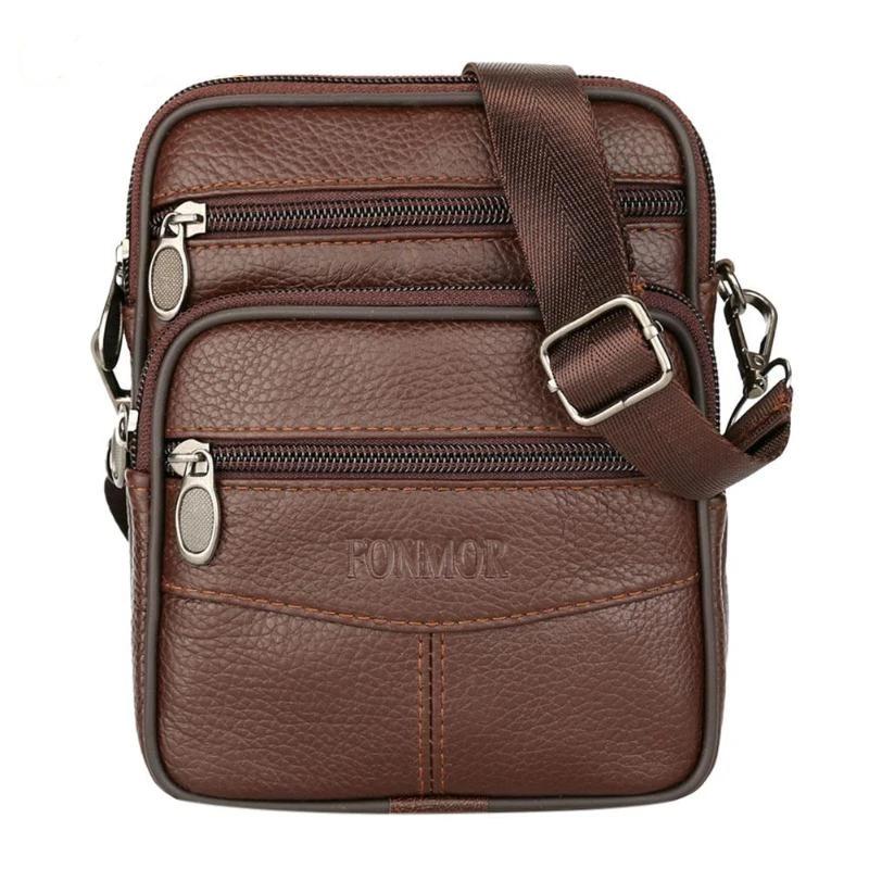 F&M™ Men's Leather Crossbody Messenger Satchel Small Shoulder Bag crossbody bag F&M™ Fashion Light Brown 