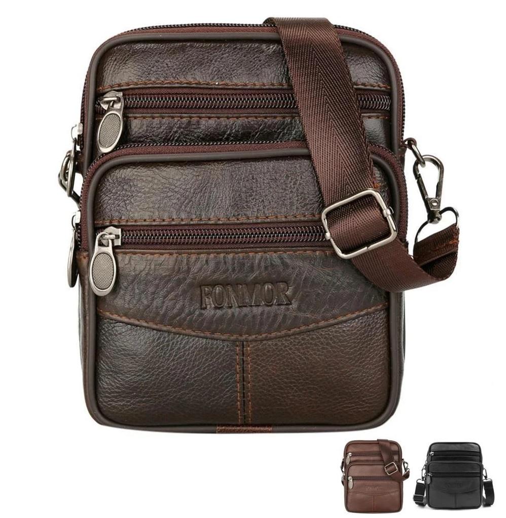 F&M™ Men's Leather Crossbody Messenger Satchel Small Shoulder Bag