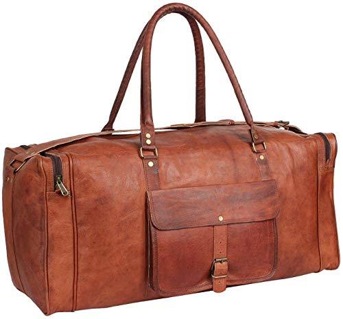 GBLeatherZ™ Men's 100% Leather 25in Vintage Overnight Duffle Weekend Travel Bag Duffle Travel Bag GBLeatherZ™ 