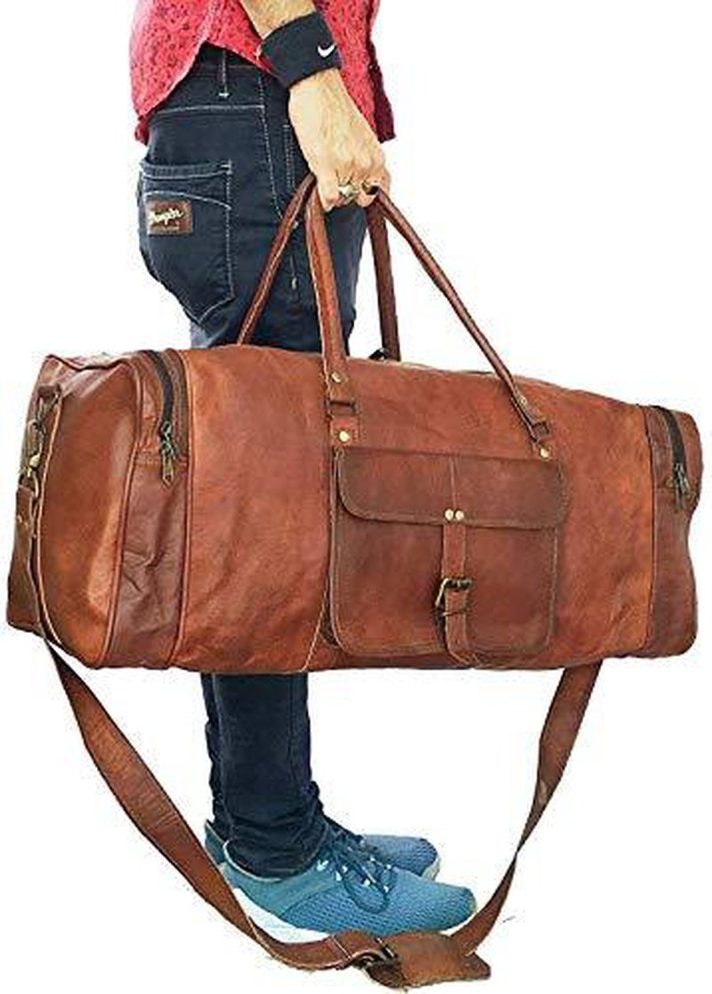 GBLeatherZ™ Men's 100% Leather 25in Vintage Overnight Duffle Weekend Travel Bag Duffle Travel Bag GBLeatherZ™ 