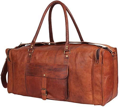 GBLeatherZ™ Men&#39;s 100% Leather 25in Vintage Overnight Duffle Weekend Travel Bag Duffle Travel Bag GBLeatherZ™ 