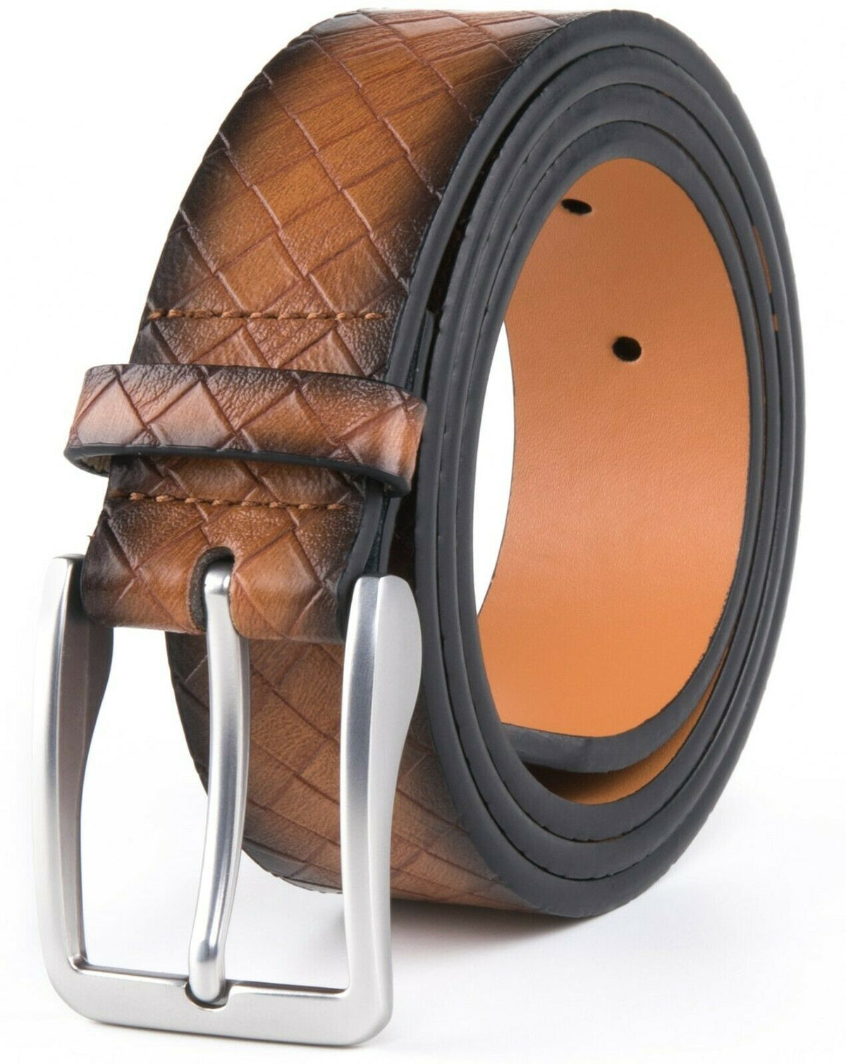 MRoyale™ Genuine Leather Belt | Men&#39;s Dress Belt, Diamond Grid, Metal Buckle | Black, Brown, Tan mens belts MRoyale™ Tan 32/34 