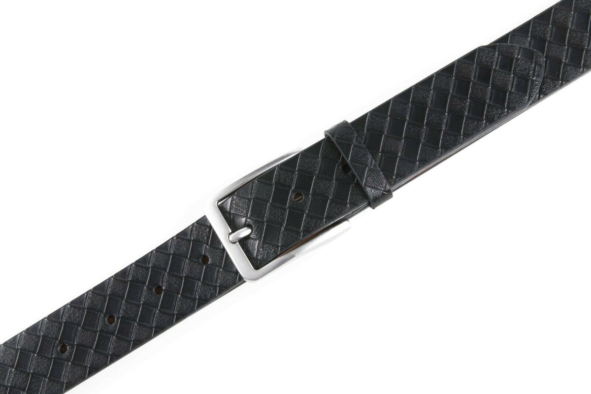 MRoyale™ Genuine Leather Belt | Men&#39;s Dress Belt, Diamond Grid, Metal Buckle | Black, Brown, Tan mens belts MRoyale™ 