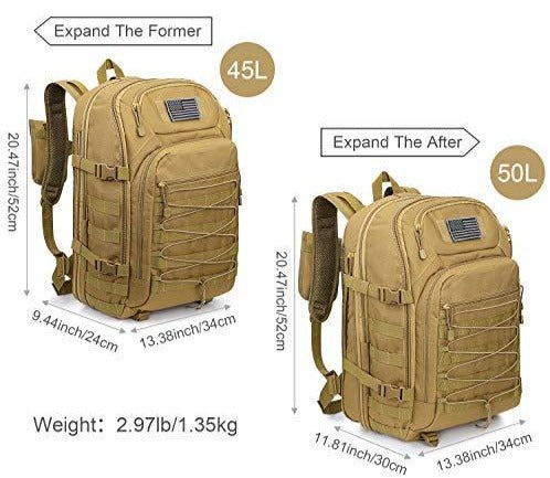 GFX4™ Expandable 45-50L Tactical Outdoor Hiking Bag | 3 Day Bug Out Army MOLLE Backpack tactical bag GFX4™ 