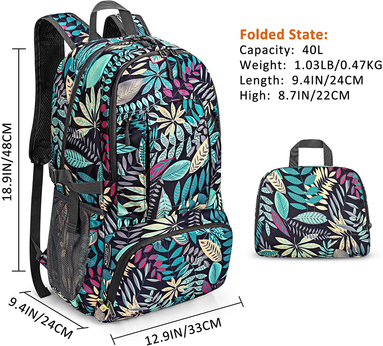 GFX4™ Packable Lightweight 40L Outdoor Hiking Backpack | Water Resistant Foldable hiking backpack GFX4™ 