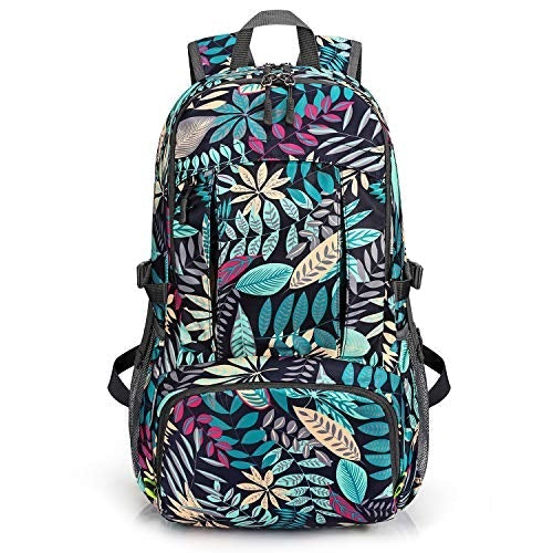 GFX4™ Packable Lightweight 40L Outdoor Hiking Backpack | Water Resistant Foldable hiking backpack GFX4™ Black Blue Leaf 