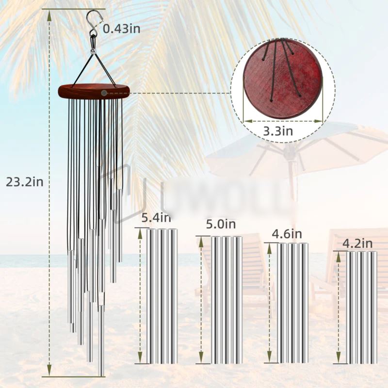 GoodVybe™ 23" Garden Wind Chimes: 2Pcs, Pleasant Tone, 12 Aluminum Tubes Decor wind chime GoodVybe™ 