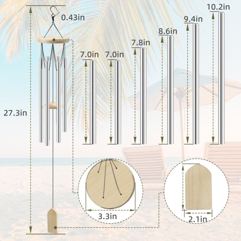 GoodVybe™ Small Garden Wind Chimes: Pleasant Tone, 6 Tubes Decor wind chime GoodVybe™ 