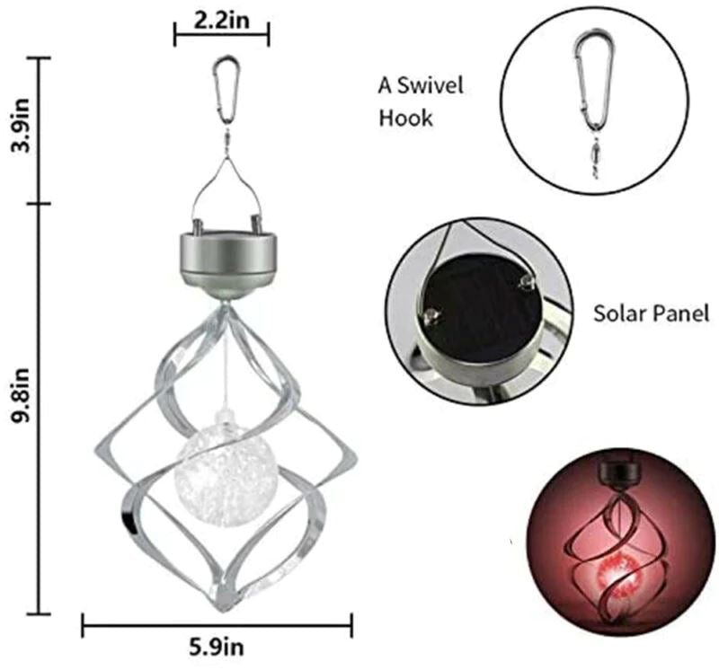 GoodVybe™ Solar Color-Changing Spiral Spinner Lamp: LED Garden Wind Chime wind chime GoodVybe™ 