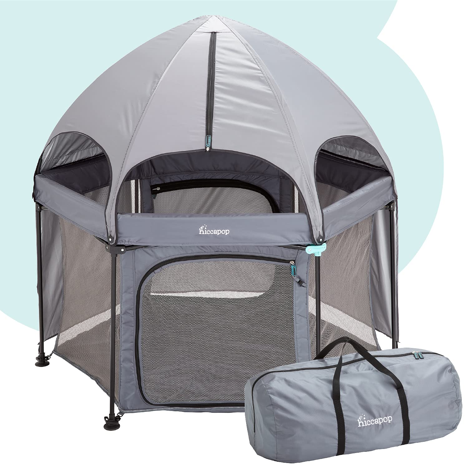 HPOPBaby™ Portable Play Yard Cushion Floor w/ Dome: Popup Indoor/Outdoor Playpen HPOPBaby™ 53" - Dome Included 