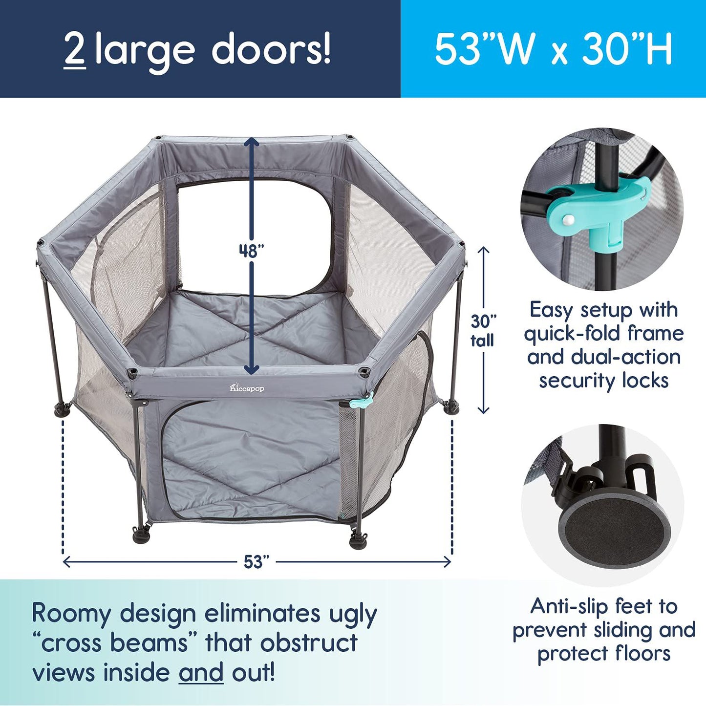 HPOPBaby™ Portable Play Yard Cushion Floor w/ Dome: Popup Indoor/Outdoor Playpen HPOPBaby™ 