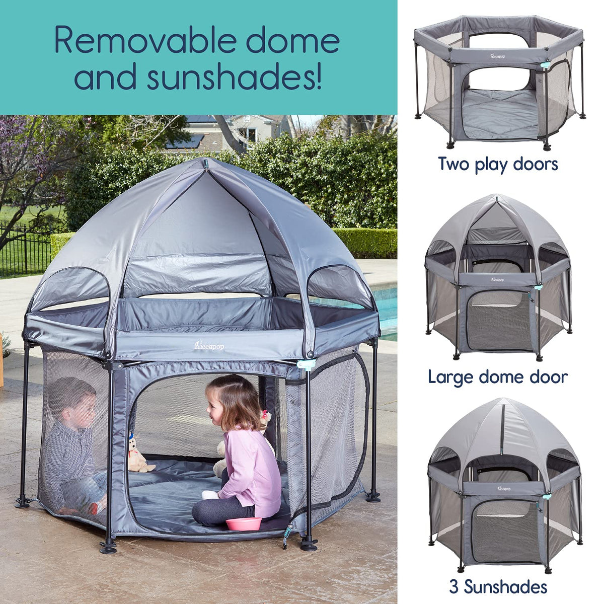 HPOPBaby™ Portable Play Yard Cushion Floor w/ Dome: Popup Indoor/Outdoor Playpen HPOPBaby™ 