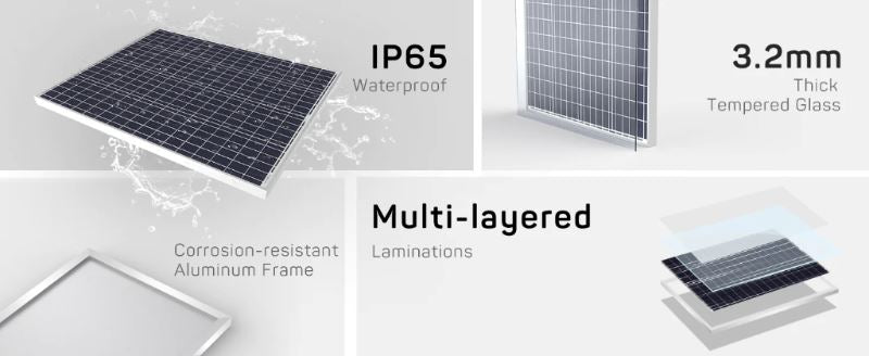 HQSolarX™ 100 Watt Solar Panel: Polycrystalline, 12V, Compact, High Efficiency Power Solar Panels HQSolarX™ 