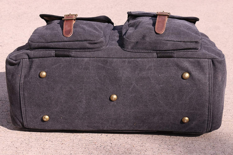 IBLX™ Men&#39;s Vintage Canvas Travel Duffle Tote Weekend Gym Bag w/ Leather Trim Duffle Travel Bag IBLX™ 