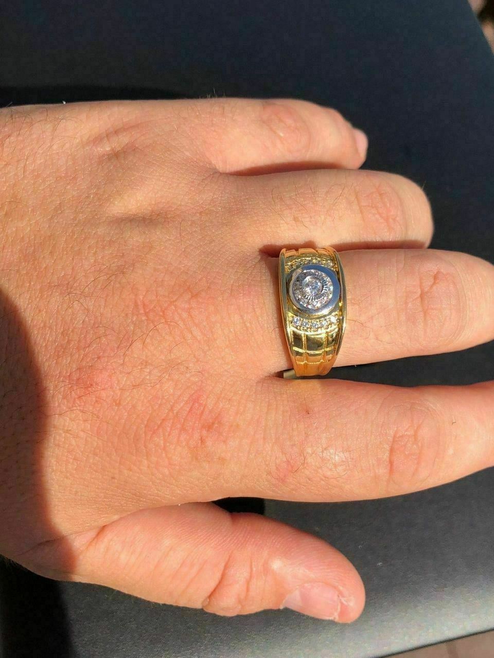 iSilver™ Men's 14k Gold & .925 Sterling Silver ICY Diamond Ring (Size 7-13) men's ring iSilver™ Fashion 