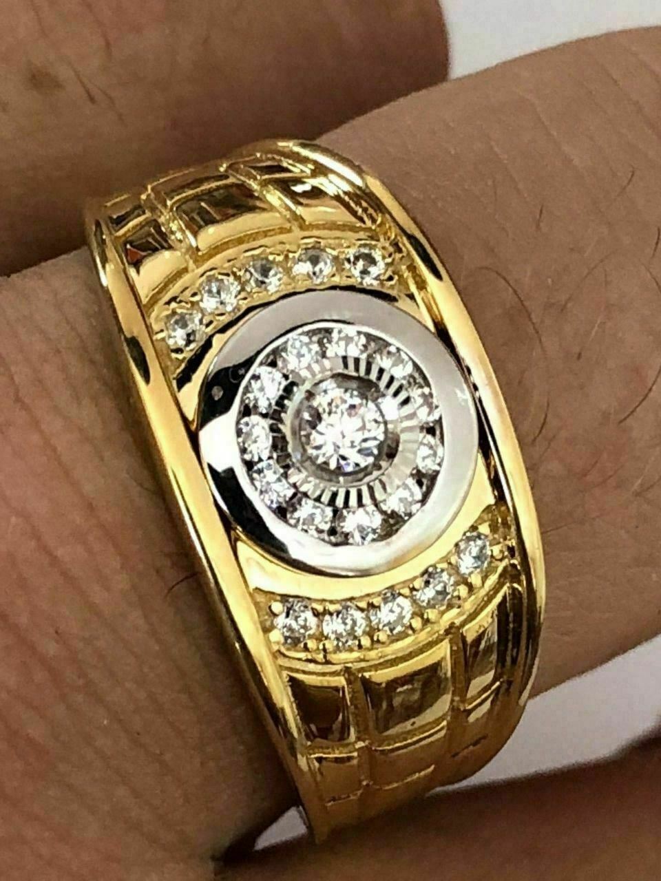 iSilver™ Men's 14k Gold & .925 Sterling Silver ICY Diamond Ring (Size 7-13) men's ring iSilver™ Fashion 