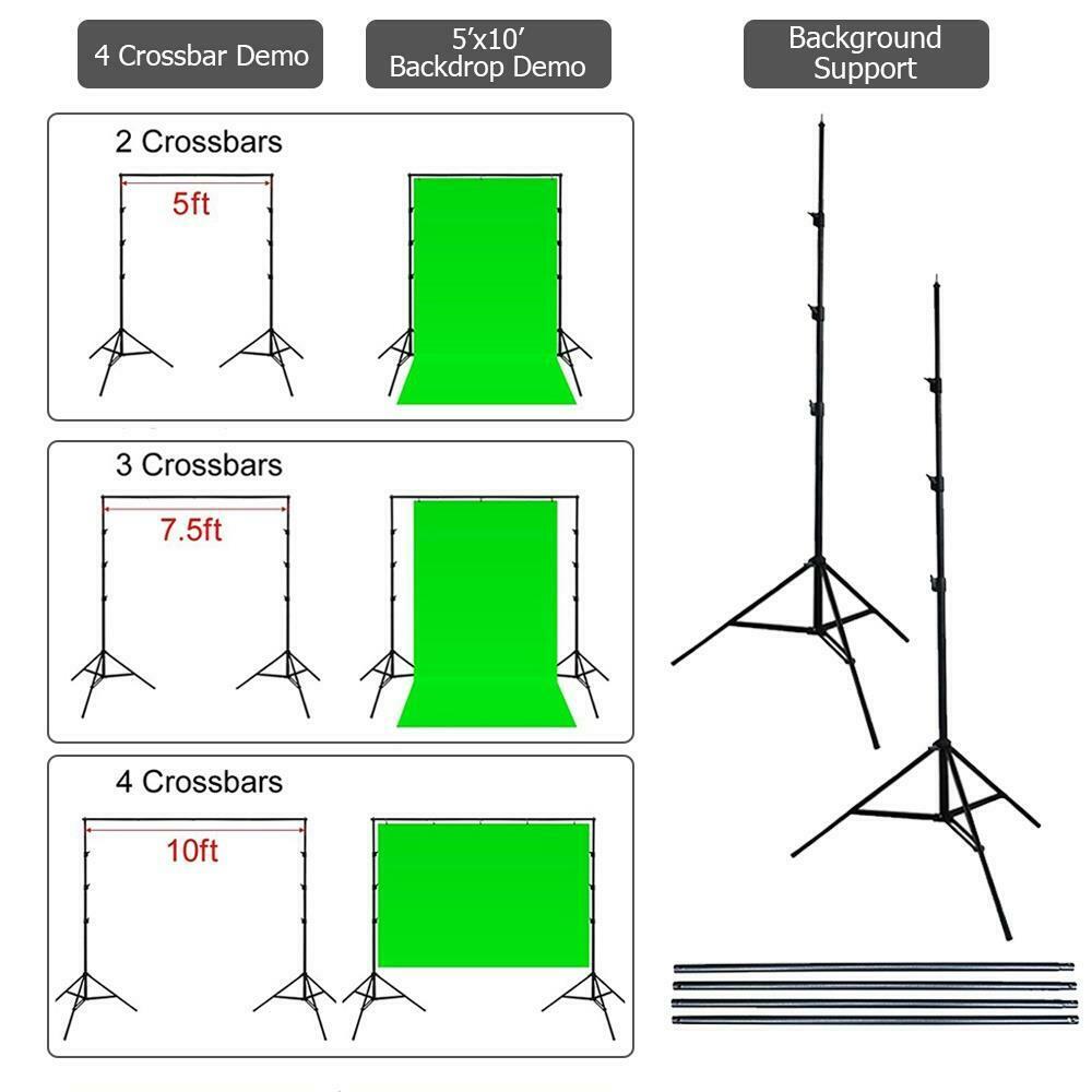 KSHX PRO™ 10ft Adjustable Photography Studio Background Stand Kit w/ Backdrop Crossbar Photo Studio Kit KSHX PRO™ 