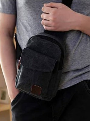 LHXPro™ Men&#39;s Canvas Crossbody Sling Chest Bag - Faux Leather, Waterproof Shoulder Bag LHXPro™ 