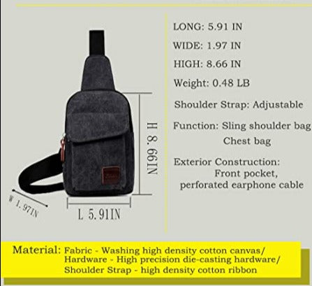 LHXPro™ Men&#39;s Canvas Crossbody Sling Chest Bag - Faux Leather, Waterproof Shoulder Bag LHXPro™ 