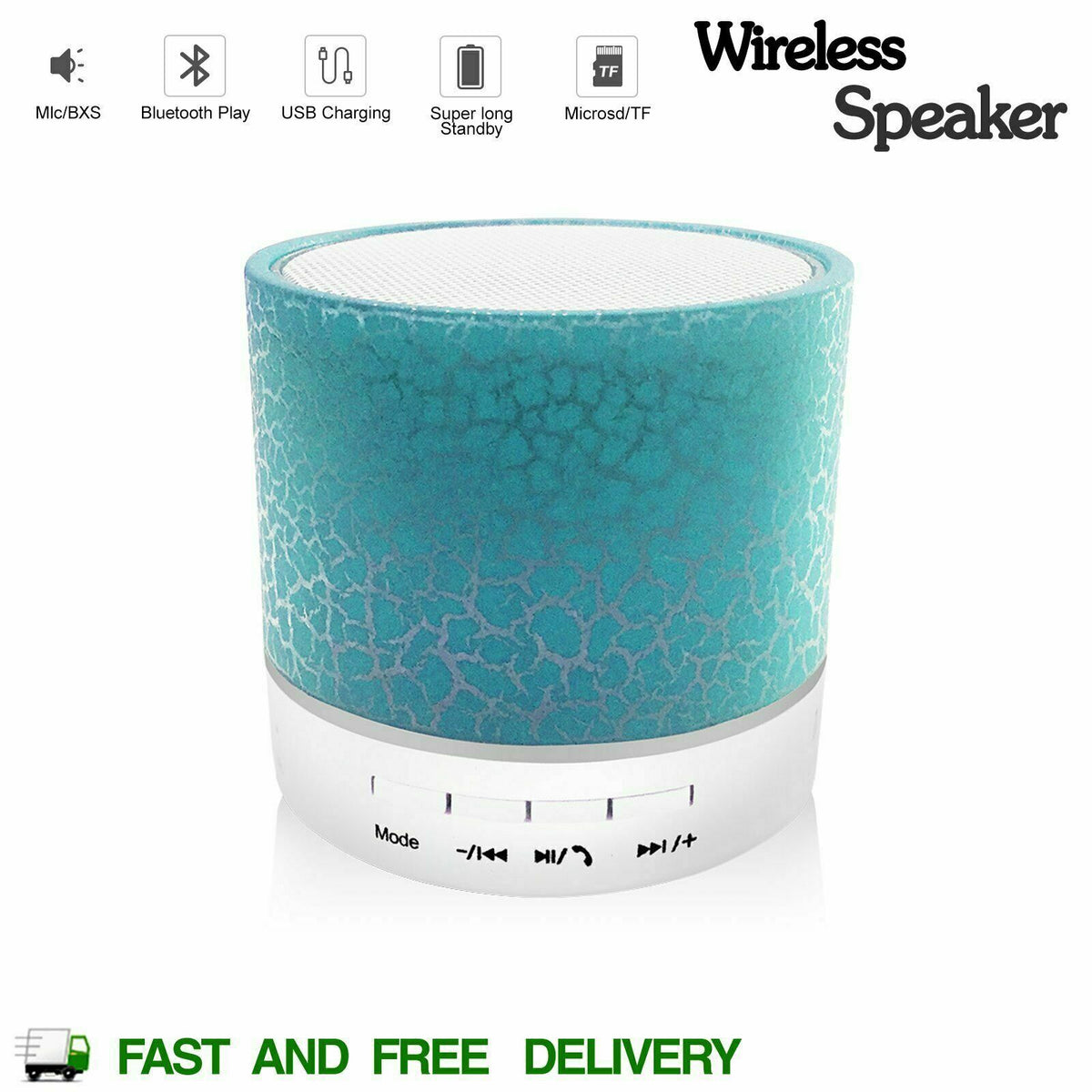 SMAXLUMINOUS™ Light Up Mini Portable Bluetooth Speaker LOUD Stereo Bass USB/UTF/AUX + Mic bluetooth speakers SMAXLUMINOUS™ Blue 
