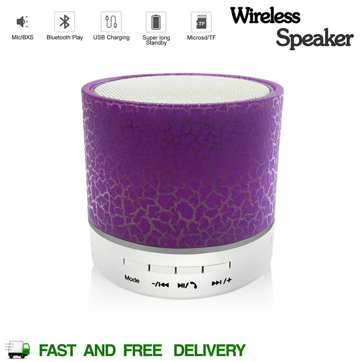 SMAXLUMINOUS™ Light Up Mini Portable Bluetooth Speaker LOUD Stereo Bass USB/UTF/AUX + Mic bluetooth speakers SMAXLUMINOUS™ Purple 