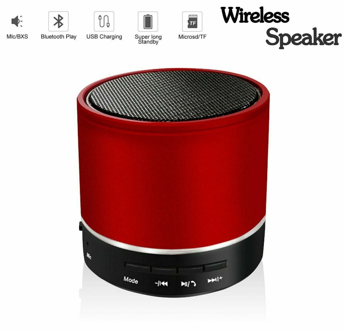 SMAXLUMINOUS™ Light Up Mini Portable Bluetooth Speaker LOUD Stereo Bass USB/UTF/AUX + Mic bluetooth speakers SMAXLUMINOUS™ Red 