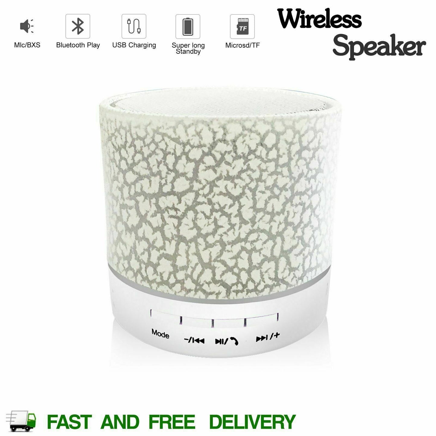 SMAXLUMINOUS™ Light Up Mini Portable Bluetooth Speaker LOUD Stereo Bass USB/UTF/AUX + Mic bluetooth speakers SMAXLUMINOUS™ White 