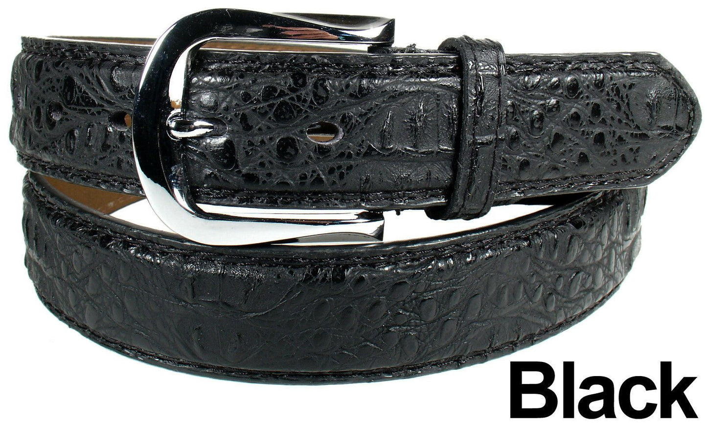 MRoyale™ Men's Faux Alligator Crocodile Skin Belt - Genuine Leather - Metal Buckle mens belts MRoyale™ Black M 