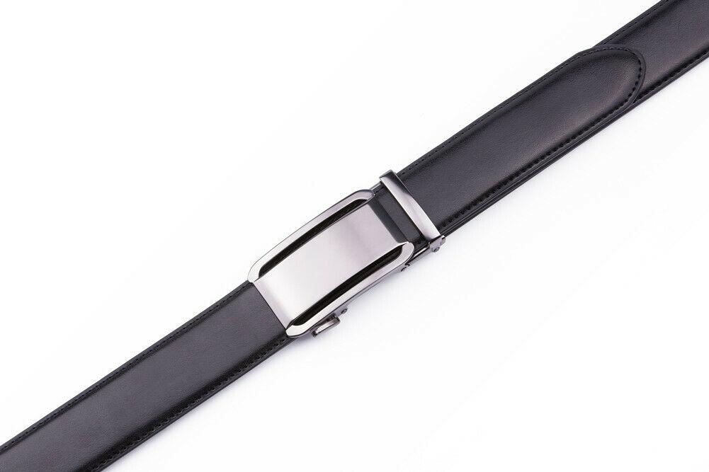 FVLUX™ Faux Leather Ratchet Belt | Men's 1.4" Wide Automatic Slide Buckle | Silver Steel mens belts FVLUX™ 