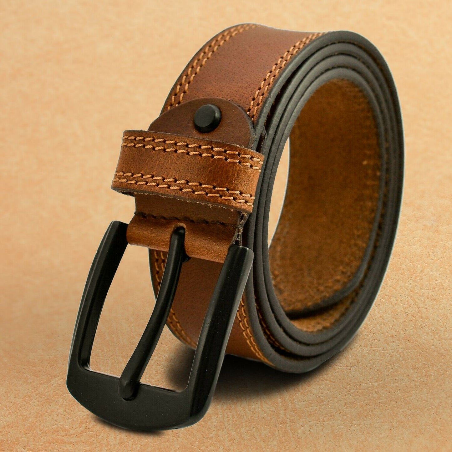 MRoyale™ Handmade FULL GRAIN Premium Leather Belt | Jeans, Metal Buckle, Brown/Black/Tan mens belts MRoyale™ Brown with Tan stitch 28-30 