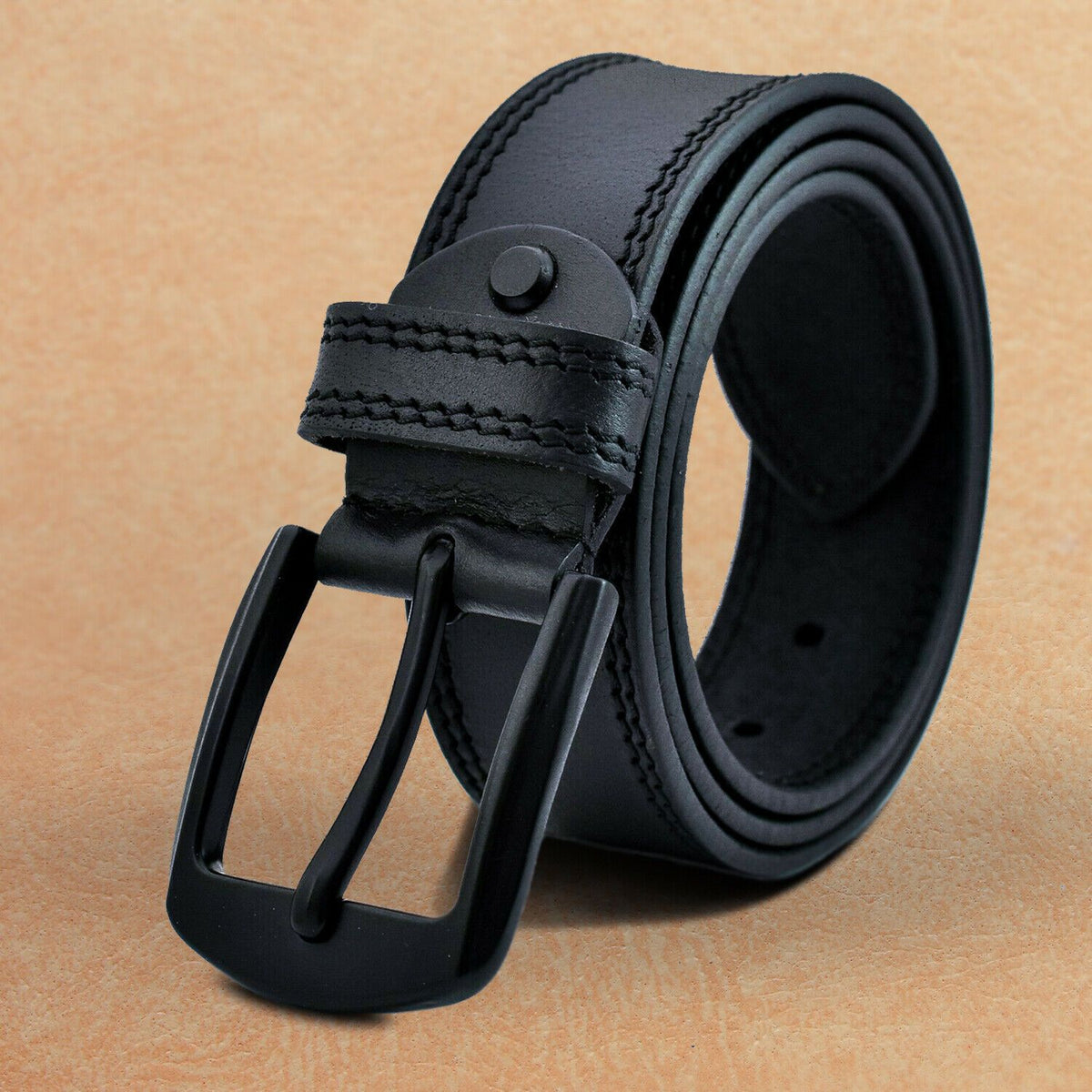 MRoyale™ Handmade FULL GRAIN Premium Leather Belt | Jeans, Metal Buckle, Brown/Black/Tan mens belts MRoyale™ Black 28-30 