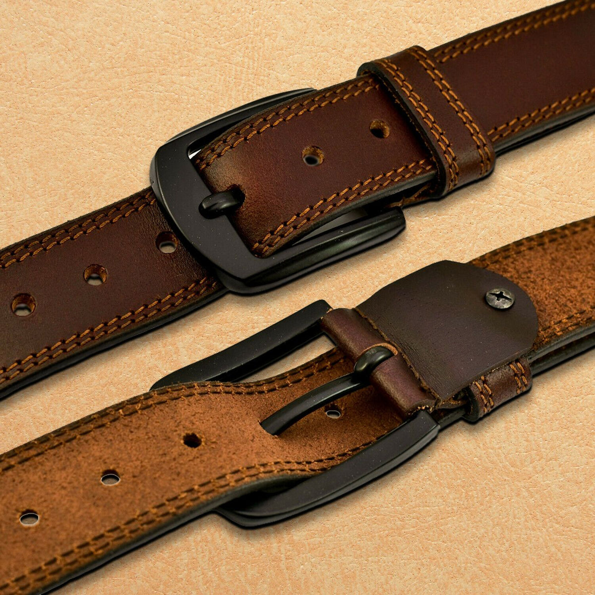 MRoyale™ Handmade FULL GRAIN Premium Leather Belt | Jeans, Metal Buckle, Brown/Black/Tan mens belts MRoyale™ 