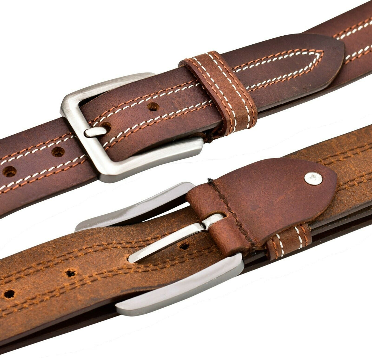 MRoyale™ Handmade FULL GRAIN Premium Leather Belt | Casual Jean, Metal Buckle, Brown/Black mens belts MRoyale™ 