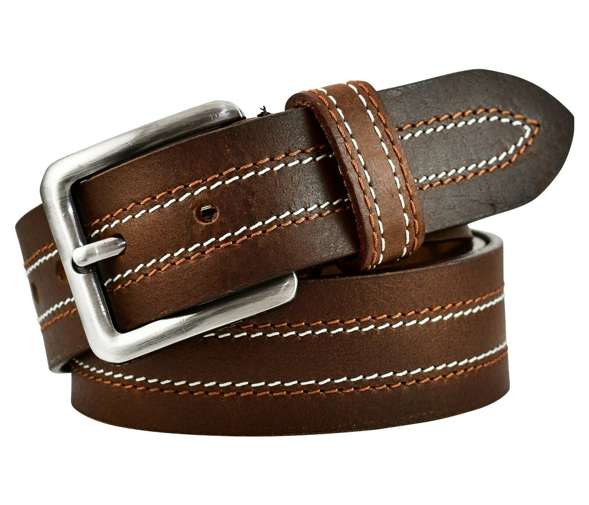 MRoyale™ Handmade FULL GRAIN Premium Leather Belt | Casual Jean, Metal Buckle, Brown/Black mens belts MRoyale™ 
