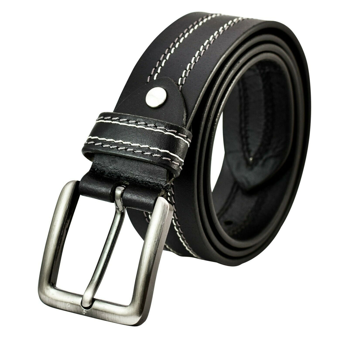 MRoyale™ Handmade FULL GRAIN Premium Leather Belt | Casual Jean, Metal Buckle, Brown/Black mens belts MRoyale™ Black (26-28) 