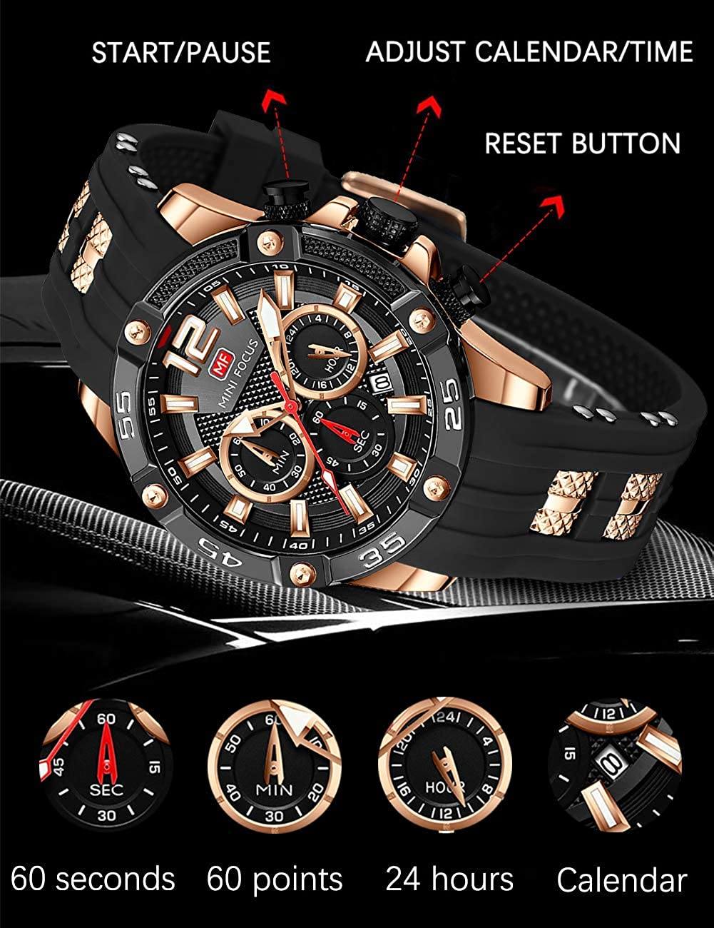 MFOCUSPro™ Men&#39;s Sport Analog Wristwatch - Chronograph, Silicone Strap, Waterproof Wristwatches MFOCUSPro™ 