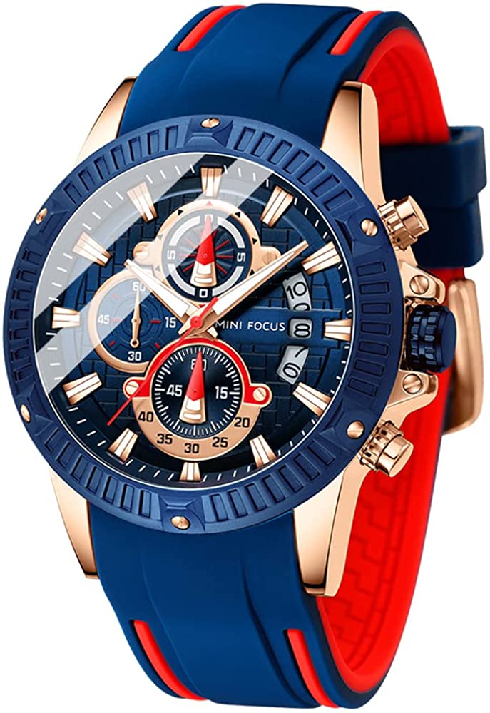 MFOCUSPro™ Men&#39;s Sport Analog Wristwatch - Chronograph, Silicone Strap, Waterproof Wristwatches MFOCUSPro™ Blue 