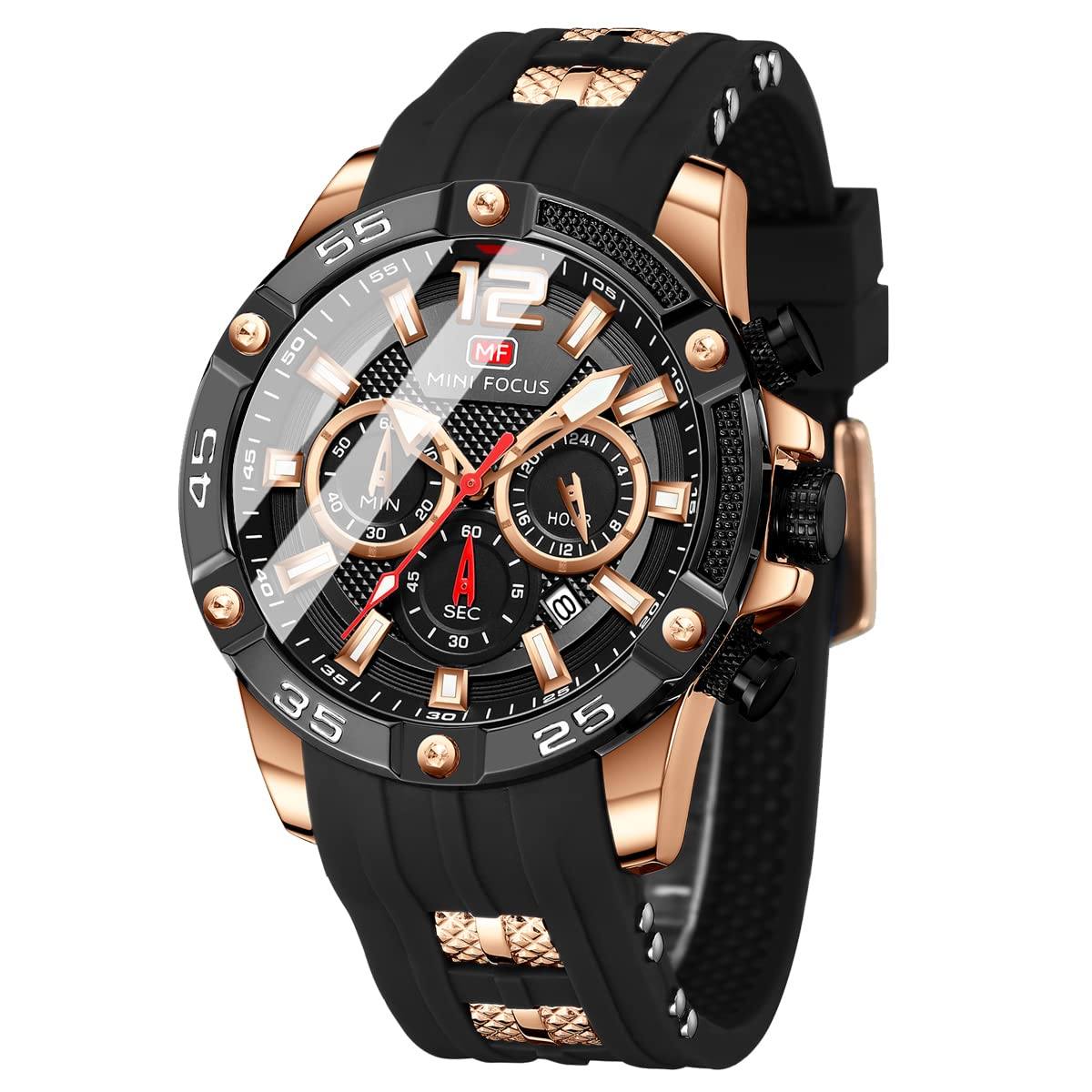 MFOCUSPro™ Men&#39;s Sport Analog Wristwatch - Chronograph, Silicone Strap, Waterproof Wristwatches MFOCUSPro™ Gold-Black 