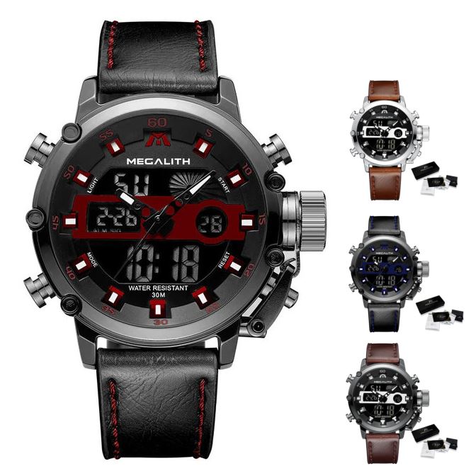 MGLX™ Men&#39;s Business Sport Military Quartz Luminous Wrist Watch business watch MGLX™ Fashion Leather Red 