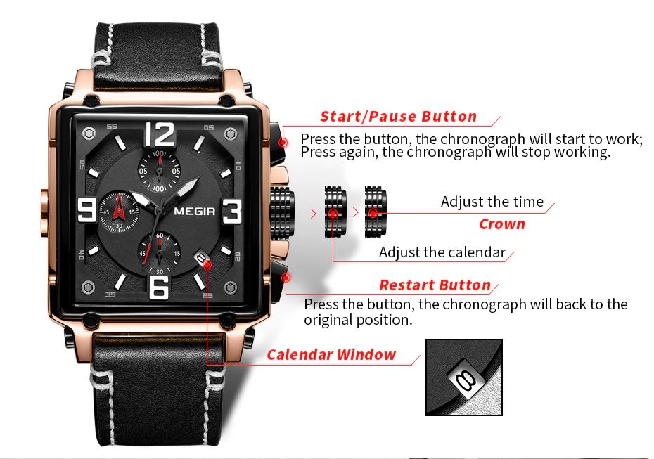 MGR™ Men&#39;s Stylish Leather Business Watch Casual Watch MGR™ Fashion 