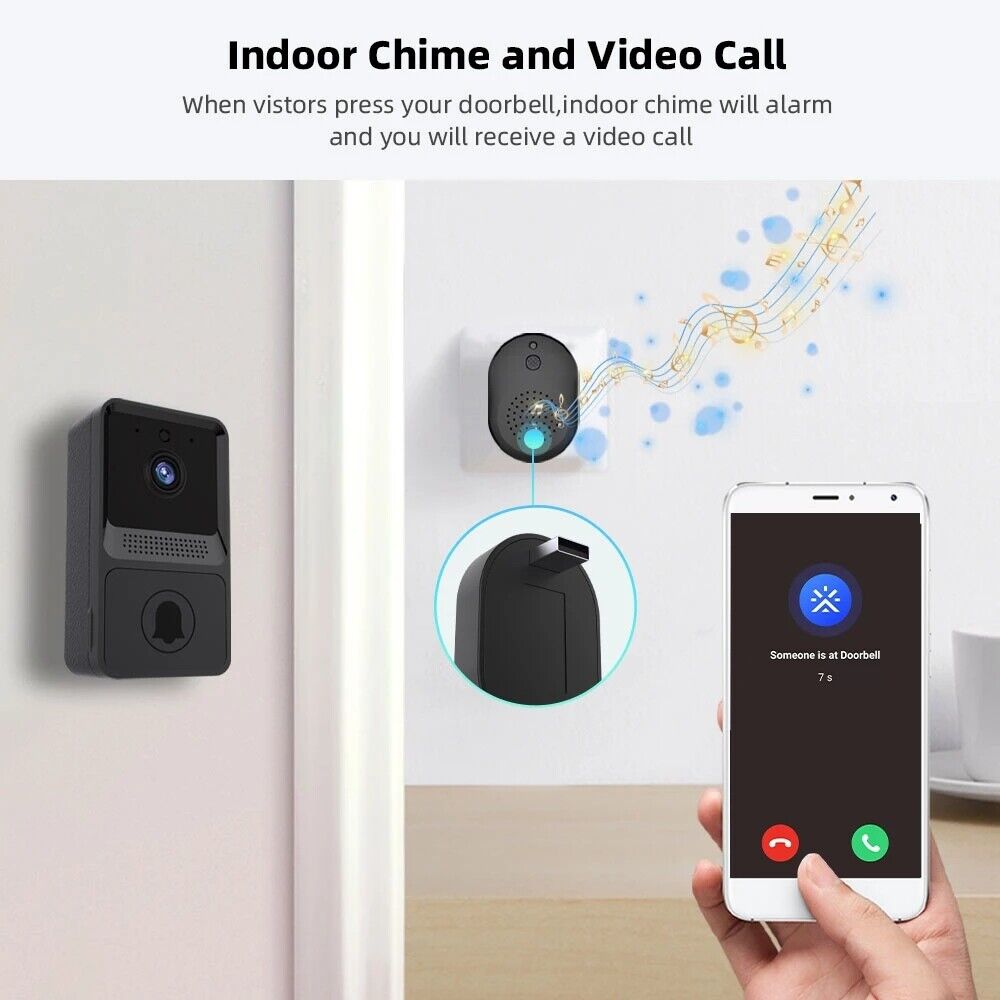 MMSecurify™ Smart HD Video Doorbell - Rechargeable Wireless, 2-Way Intercom, WiFi, Phone App, Cloud Storage smart doorbell MMSecurify™ 