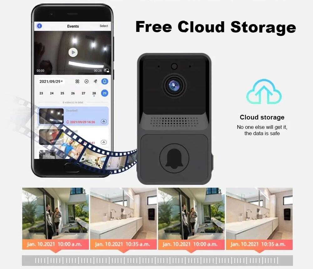 MMSecurify™ Smart HD Video Doorbell - Rechargeable Wireless, 2-Way Intercom, WiFi, Phone App, Cloud Storage smart doorbell MMSecurify™ 