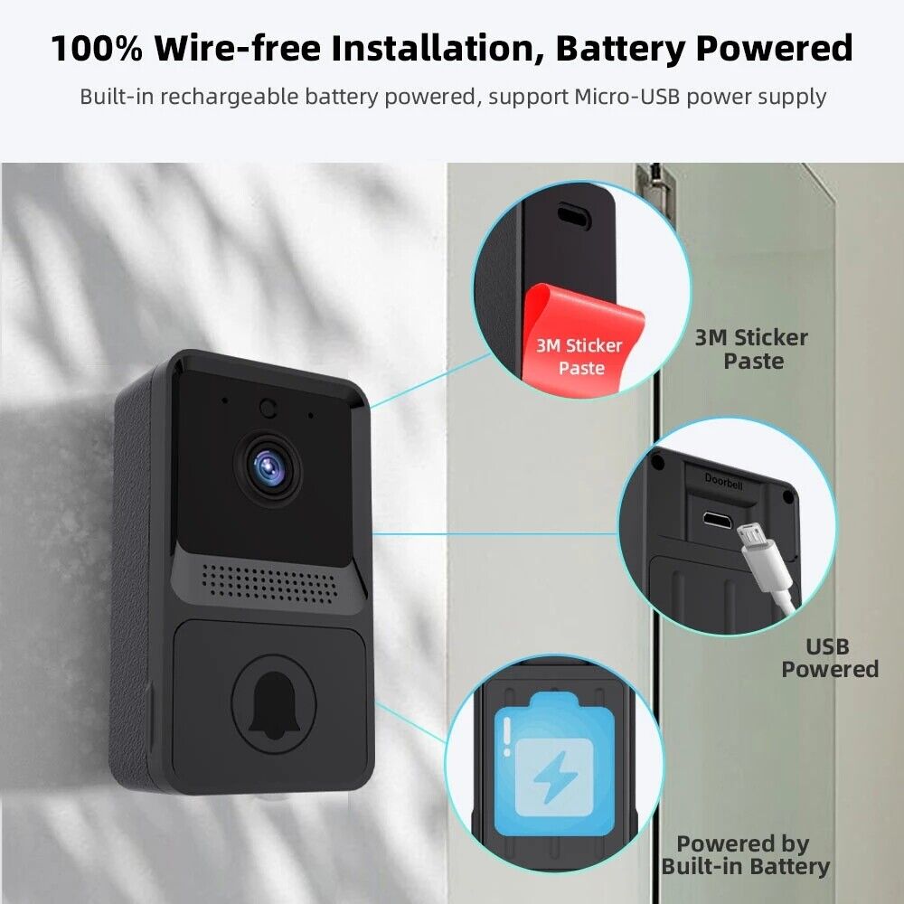 MMSecurify™ Smart HD Video Doorbell - Rechargeable Wireless, 2-Way Intercom, WiFi, Phone App, Cloud Storage smart doorbell MMSecurify™ 