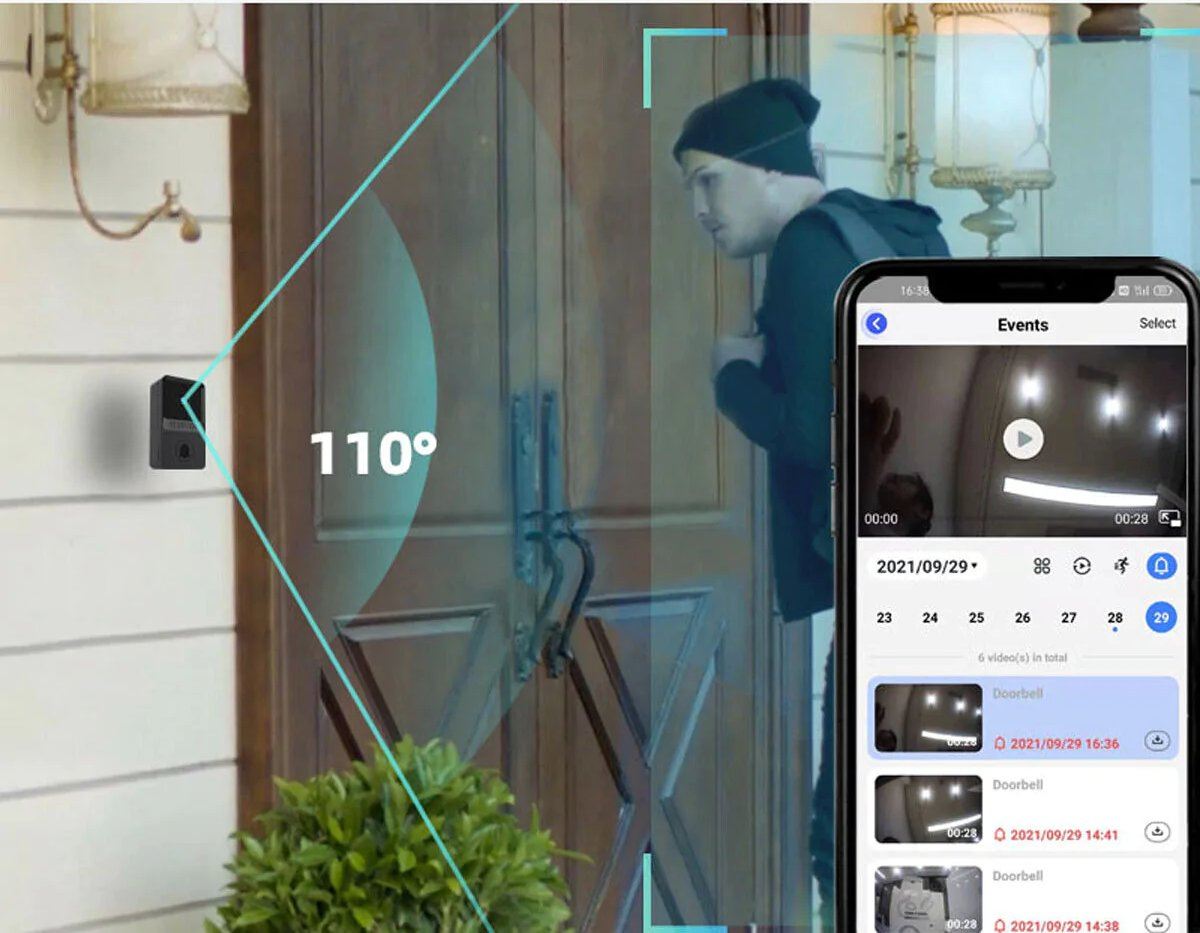 MMSecurify™ Smart HD Video Doorbell - Rechargeable Wireless, 2-Way Intercom, WiFi, Phone App, Cloud Storage smart doorbell MMSecurify™ 