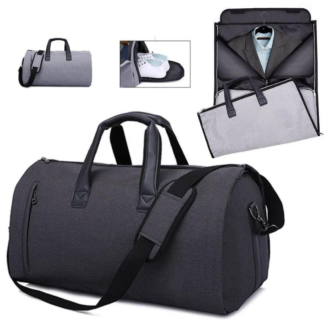 MROYALE™ Men&#39;s 2-in-1 Garment + Duffel Weekend Travel Bag Duffle Travel Bag MRoyale™ Fashion Black 