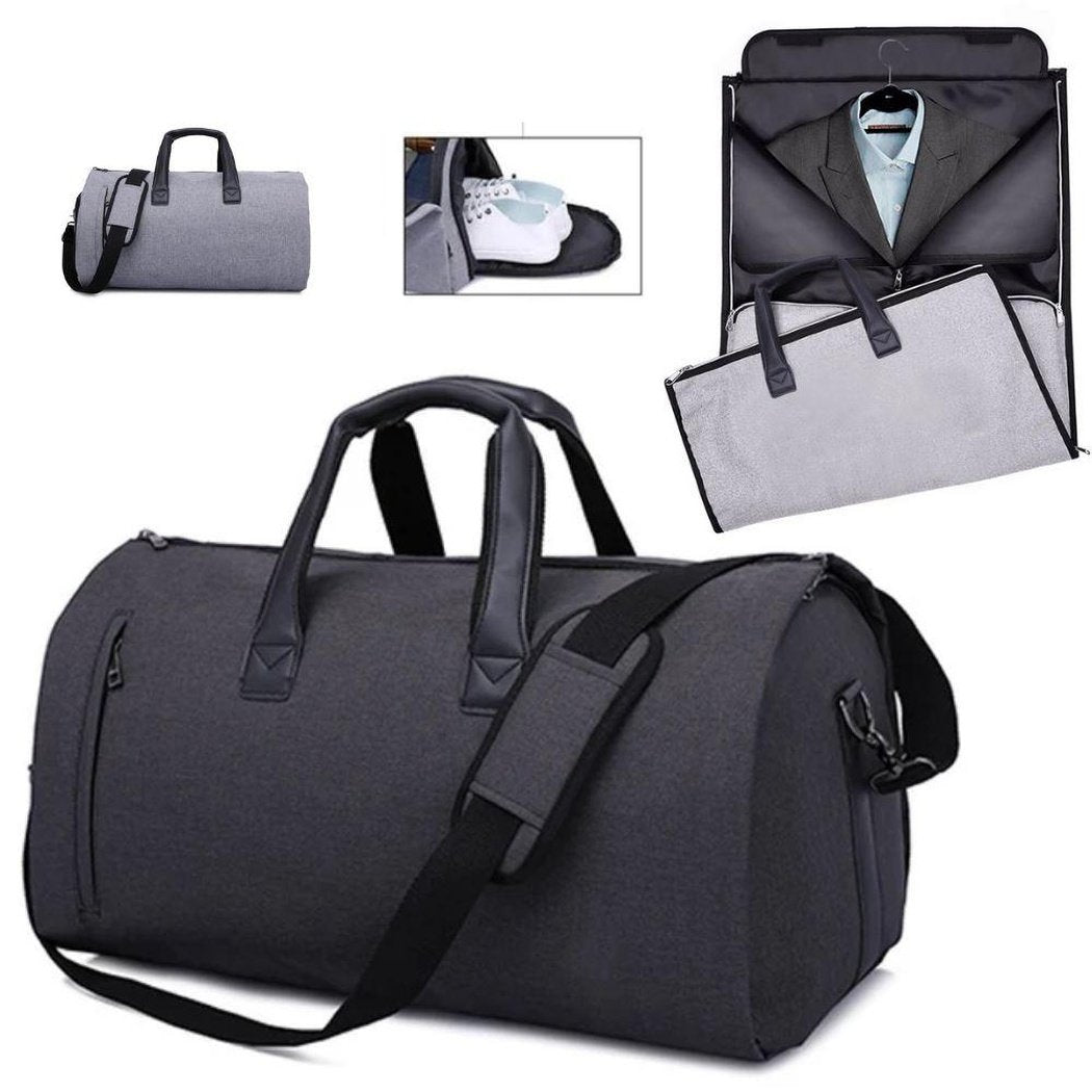 MROYALE™ Men's 2-in-1 Garment + Duffel Weekend Travel Bag Duffle Travel Bag MRoyale™ Fashion Black 