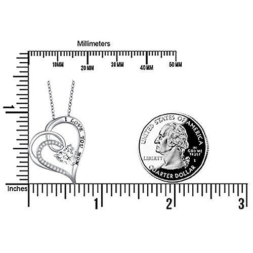 Mother&#39;s Day 925 Sterling Silver &#39;Mom Heart&#39; Crystal Cubic Zirconia &#39;I Love You Mom&#39; Quote Necklace Mother Gift SHINELUX™ 