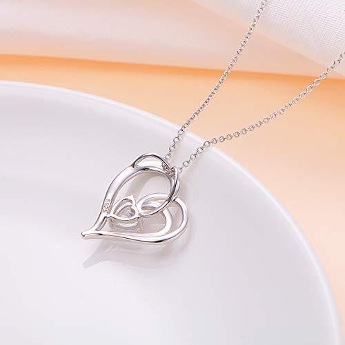 Mother&#39;s Day 925 Sterling Silver &#39;Mom Heart&#39; Crystal Cubic Zirconia &#39;I Love You Mom&#39; Quote Necklace Mother Gift SHINELUX™ 